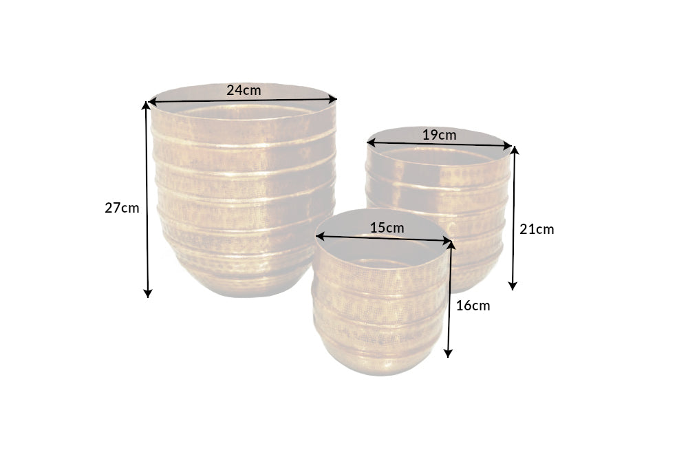 Planter vase ORIENT 16-27cm set of 3 gold