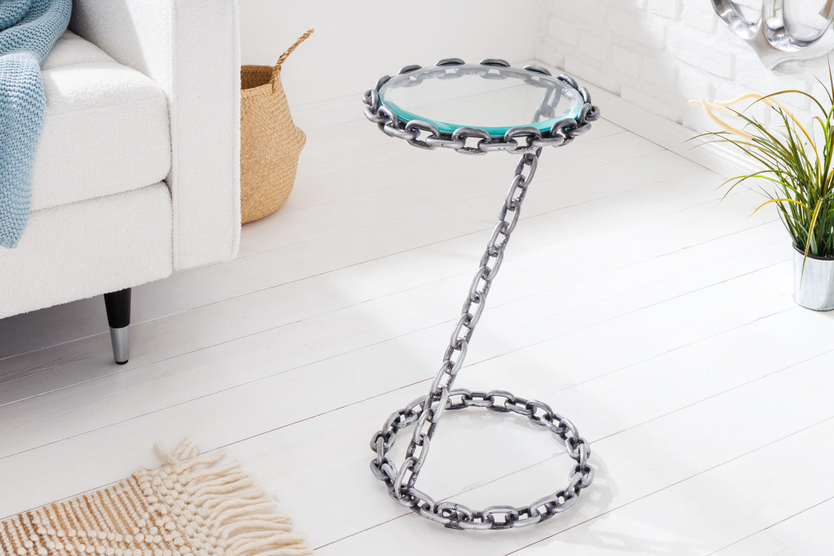 Side table CHAIN 55cm w/ glass plate
