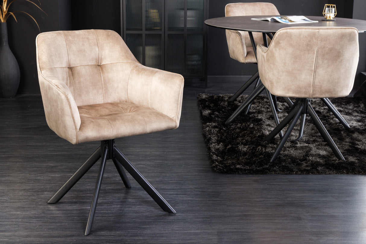 Drehstuhl LOFT 180° mit Armlehnen Samt champagner