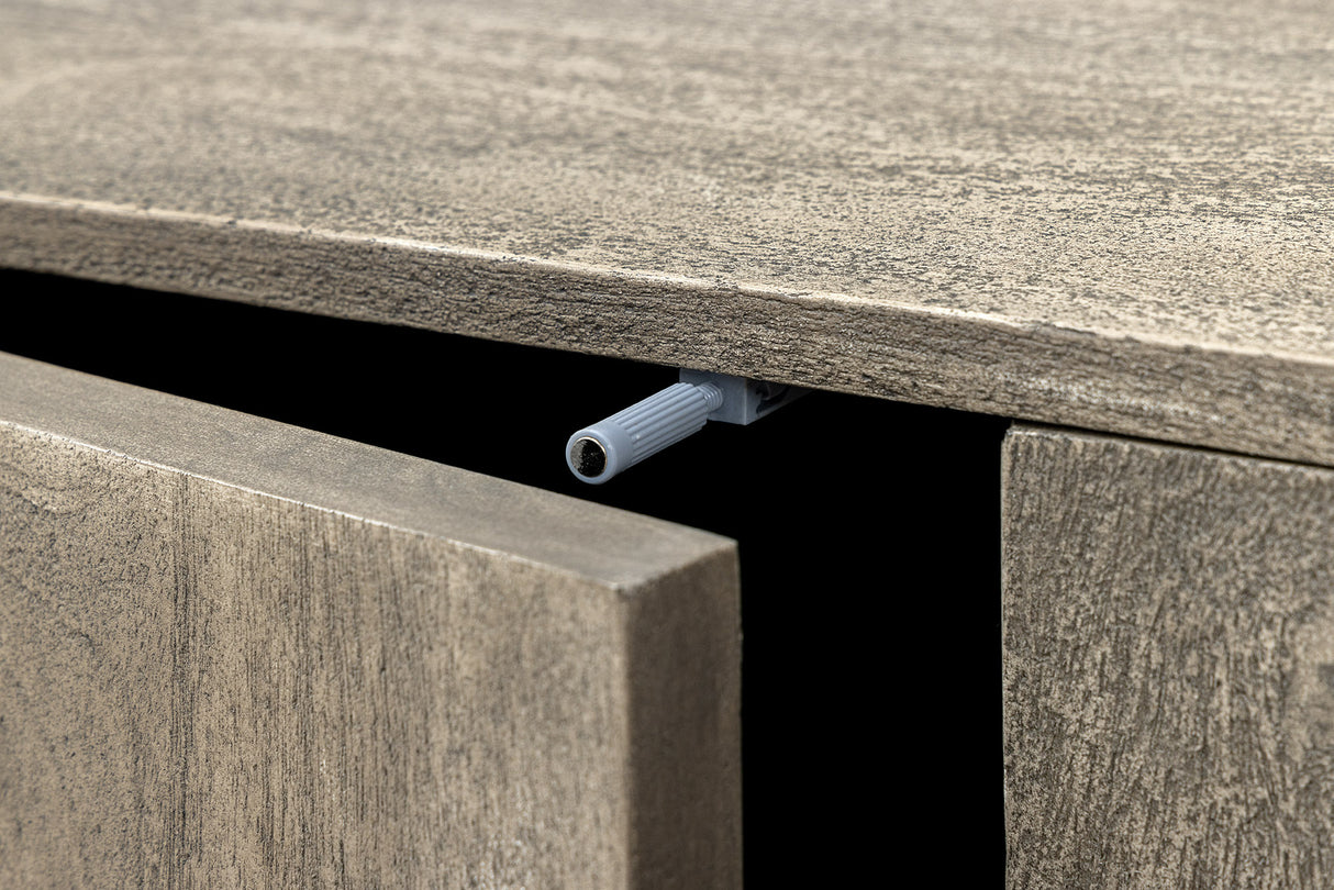 TV-Board ART DECO 200cm 3D Mangoholz Rauchgrau Optik