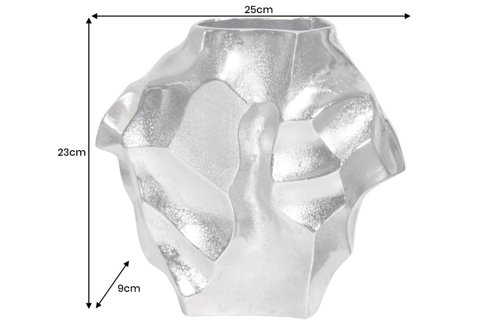 Vase LIQUID 25cm Hammerschlageffekt silber