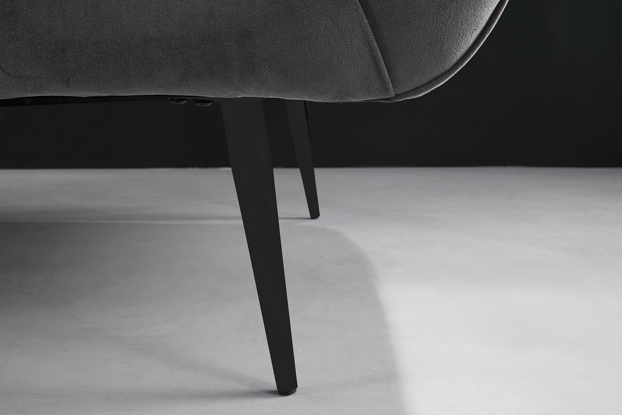 Sofa NOBLESSE 165cm 2-seater velvet grey w/ black feet