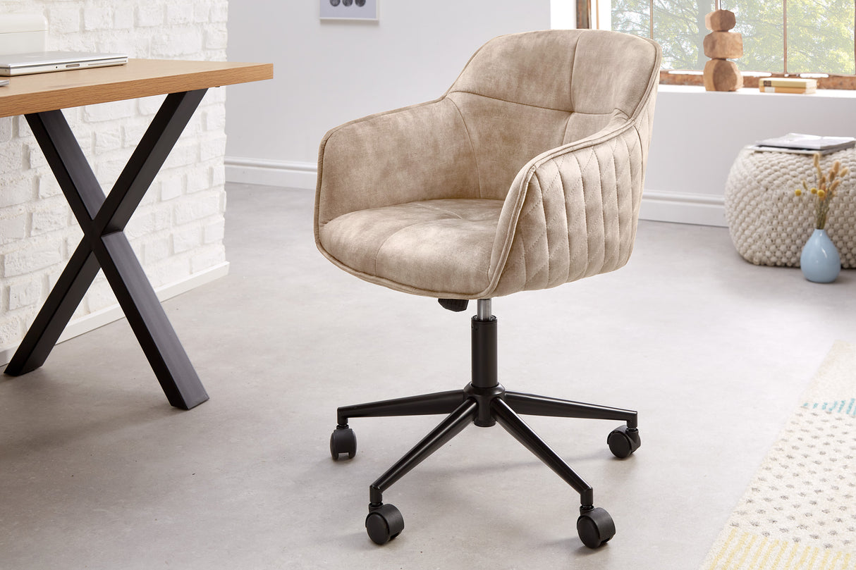 Bürostuhl EUPHORIA 47-56cm Samt champagner greige