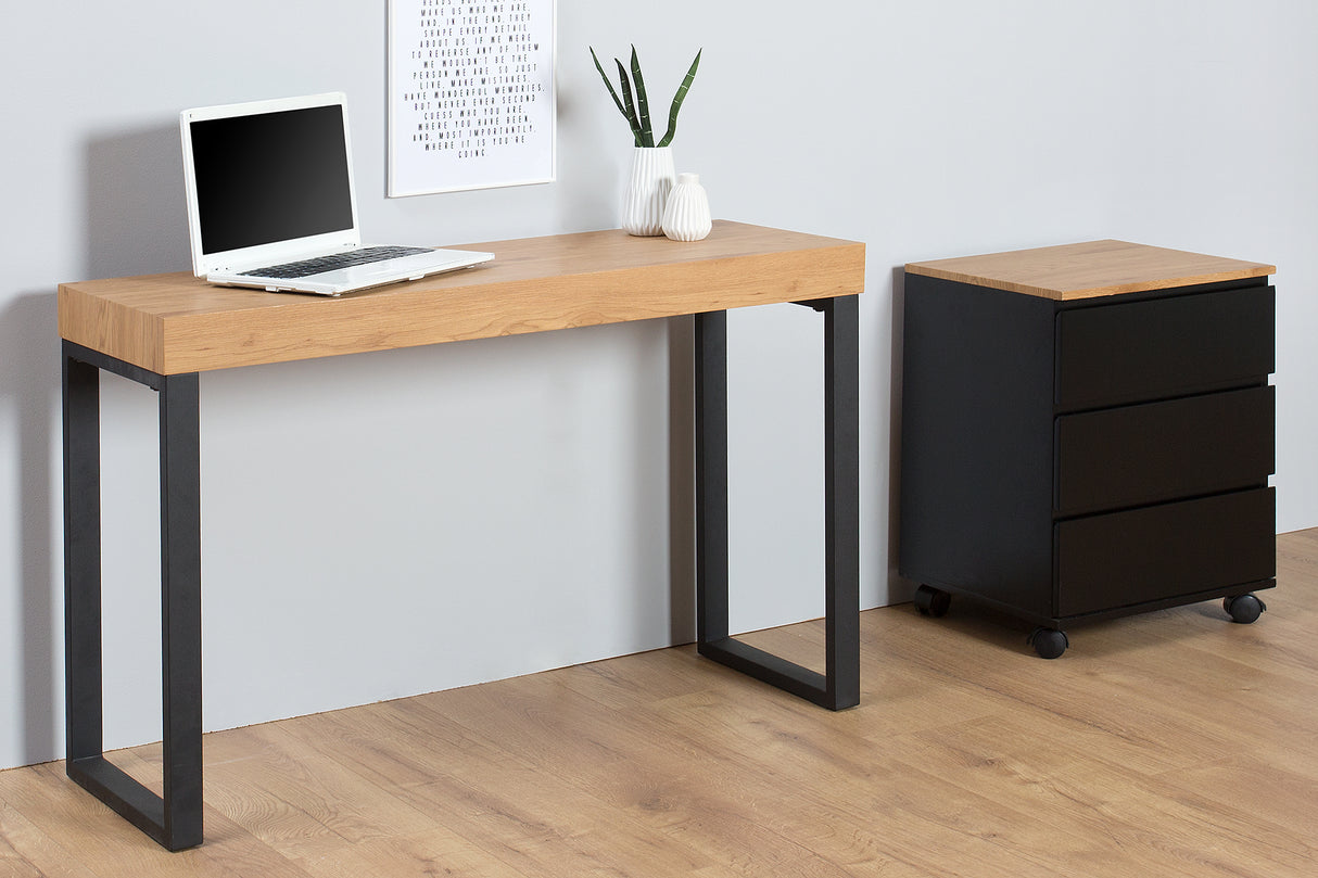 Laptop Schreibtisch OAK DESK 120cm Eiche schwarzer Rahmen
