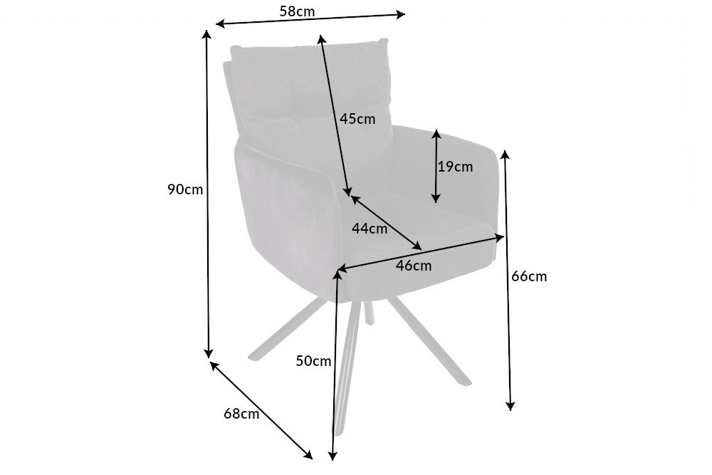 Swivel chair BIG GEORGE with armrests flat woven fabric anthracite rotatable