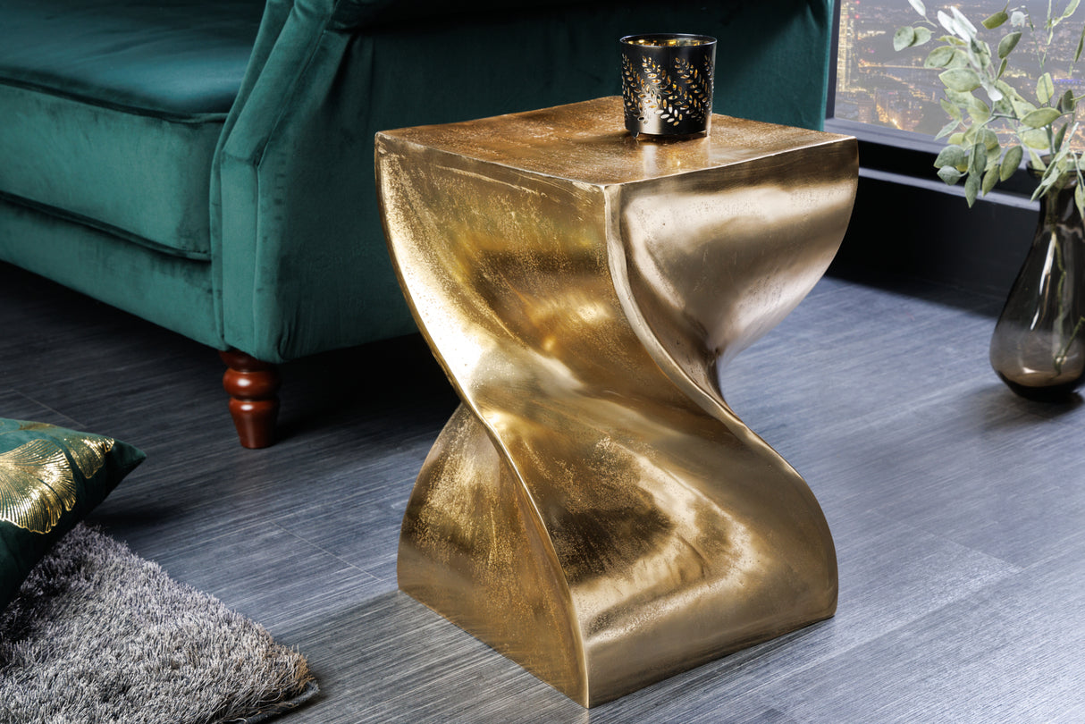 Hocker Beistelltisch TWIST 45cm gold Aluminium