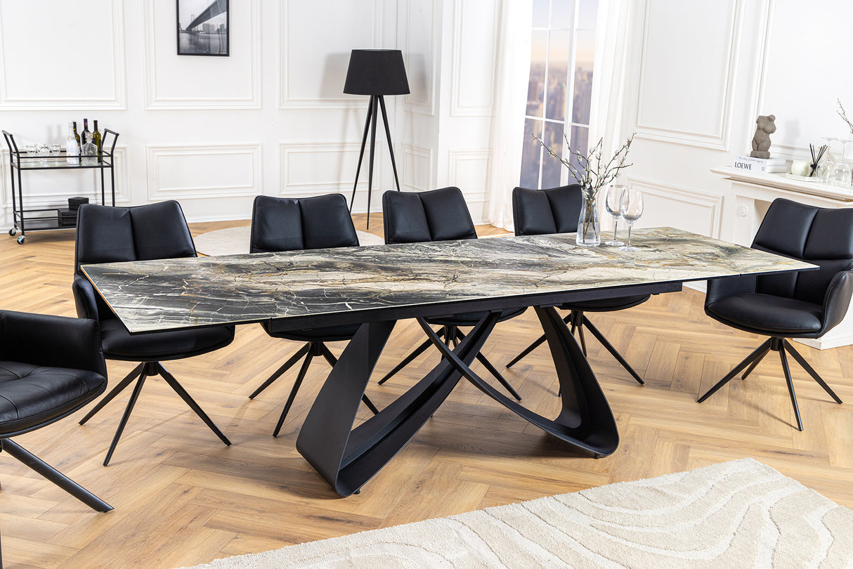Esstisch INFINITY 180-220-260cm ausziehbar Keramik Marmoroptik taupe