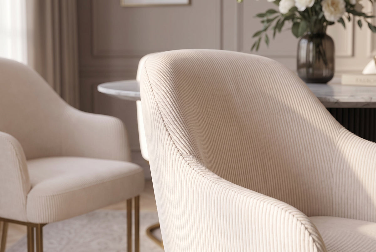 Chair EXTRAVAGANCIA w/ armrests beige champagne gold