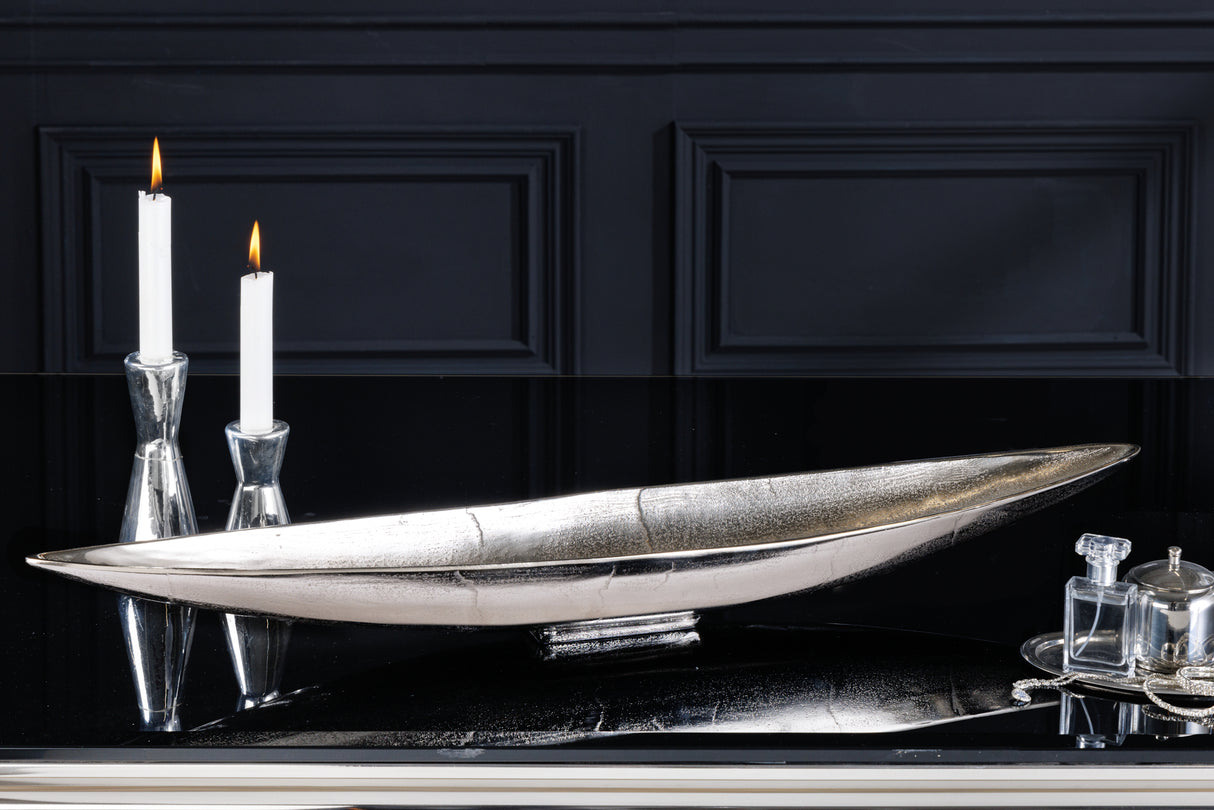 Dekoschale SILVER LEAF 80cm antik silber Aluminium