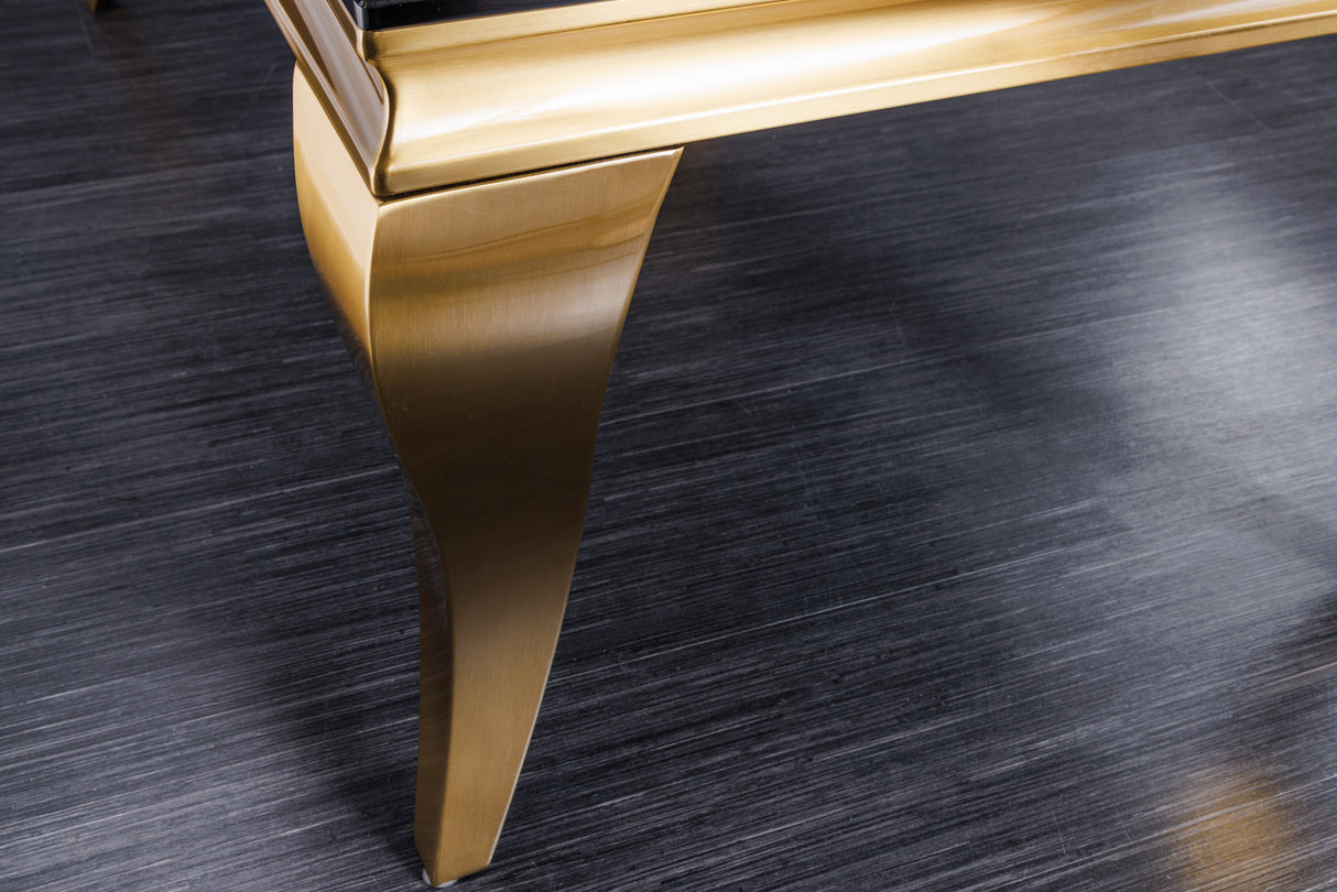 Couchtisch MODERN BAROCK 100cm gehärtetes Opalglas schwarz gold