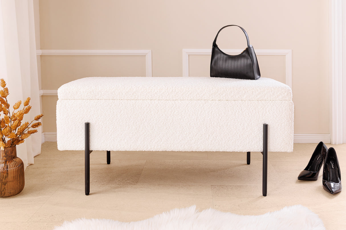 Bankspind LOFT 100cm Bouclé weiß