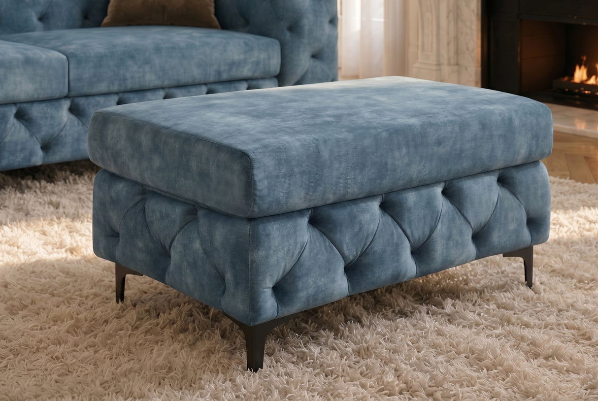 Hocker MODERN BAROCK 95cm Samt petrol