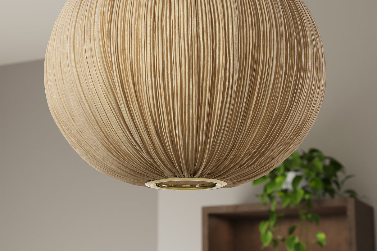 Pendelleuchte ORGANIC 35cm Natur Stoffschirm Gold im Boho Style