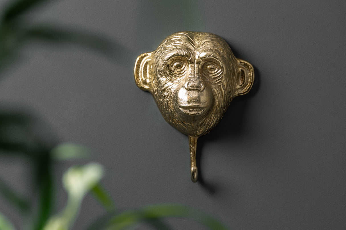 Wall decoration coat hook THREE APES set of 3 gold