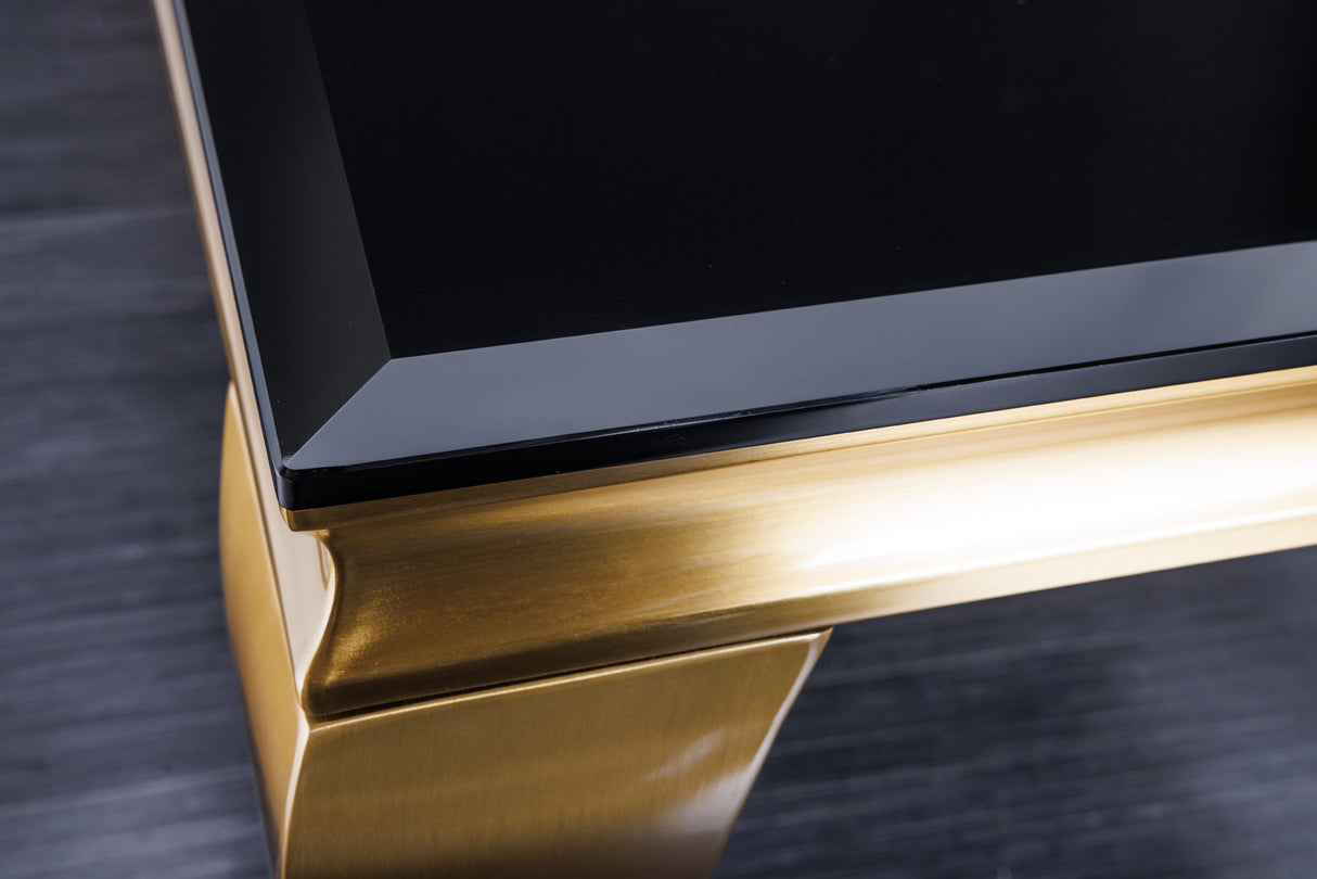 Couchtisch MODERN BAROCK 100cm gehärtetes Opalglas schwarz gold