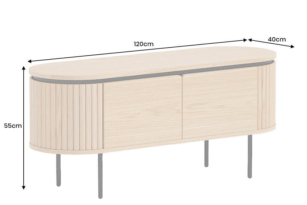 TV-Board ATELIER 120cm natural oak wood look w/ black legs