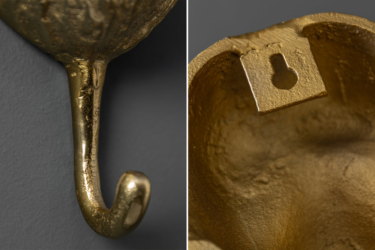 Wall decoration coat hook THREE APES set of 3 gold