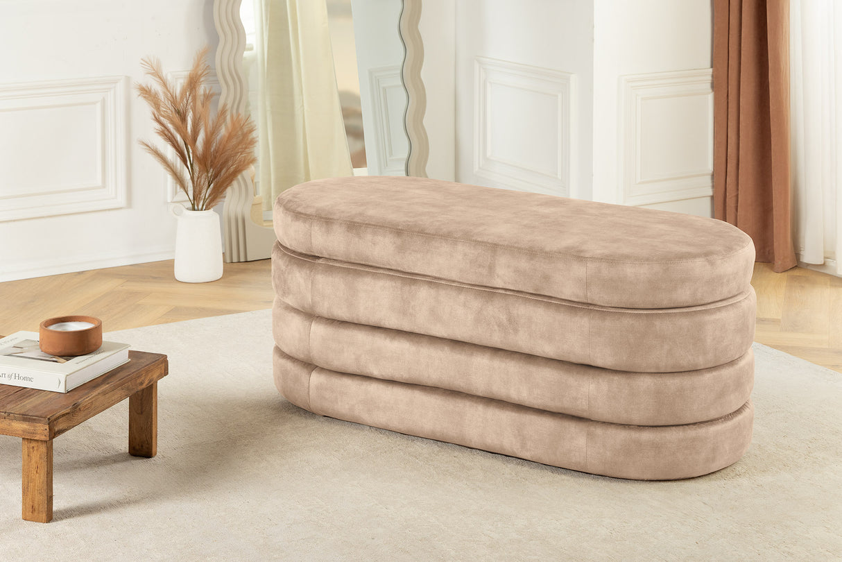 Bench chest VOQUE 115cm velvet champagne w/ storage space bench seat