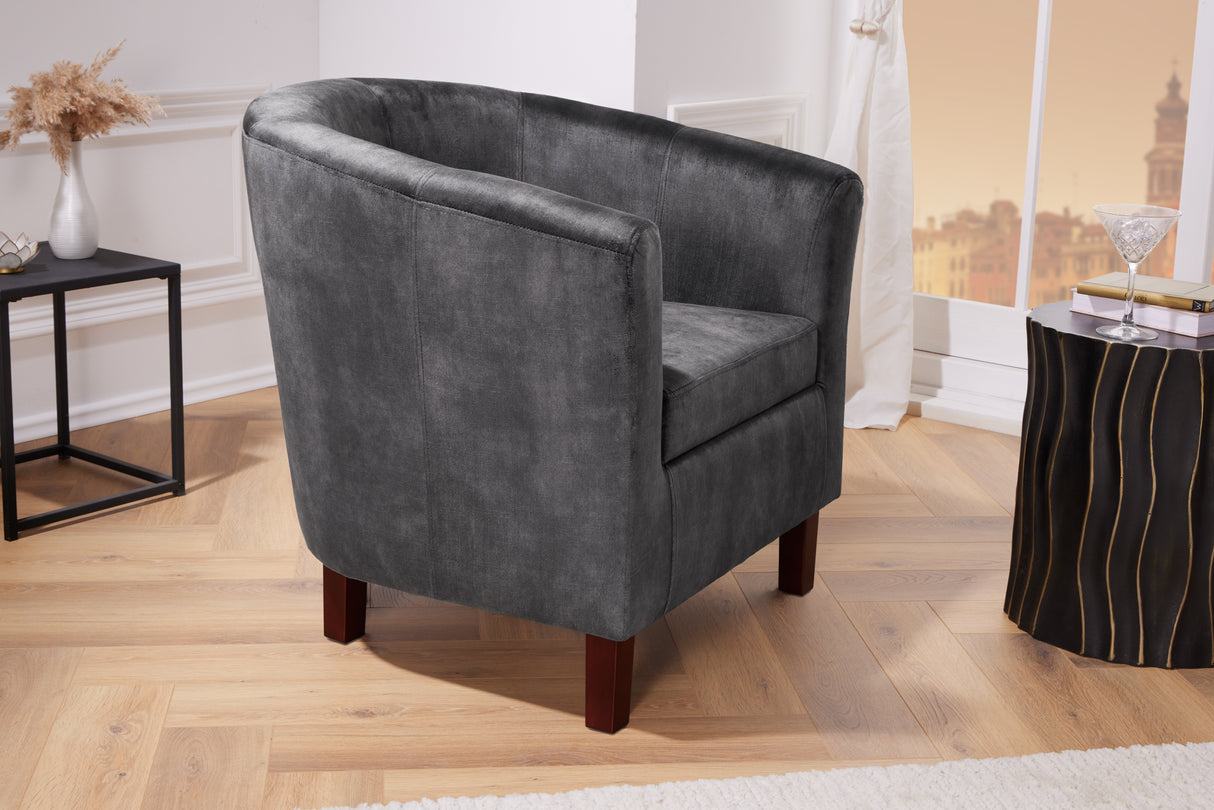 Armchair HEMINGWAY velvet dark grey