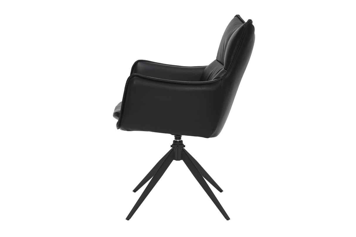 Drehstuhl VOGUE 360° mit Armlehnen Kunstleder schwarz mit Metallgestell schwarz