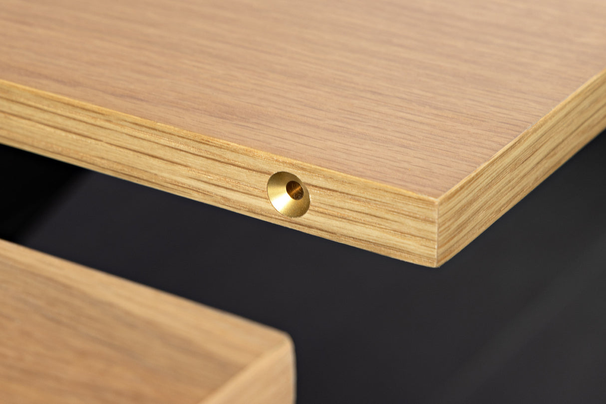 Dining table GIANT 200-320cm extendable natural oak wood look w/ black metal frame