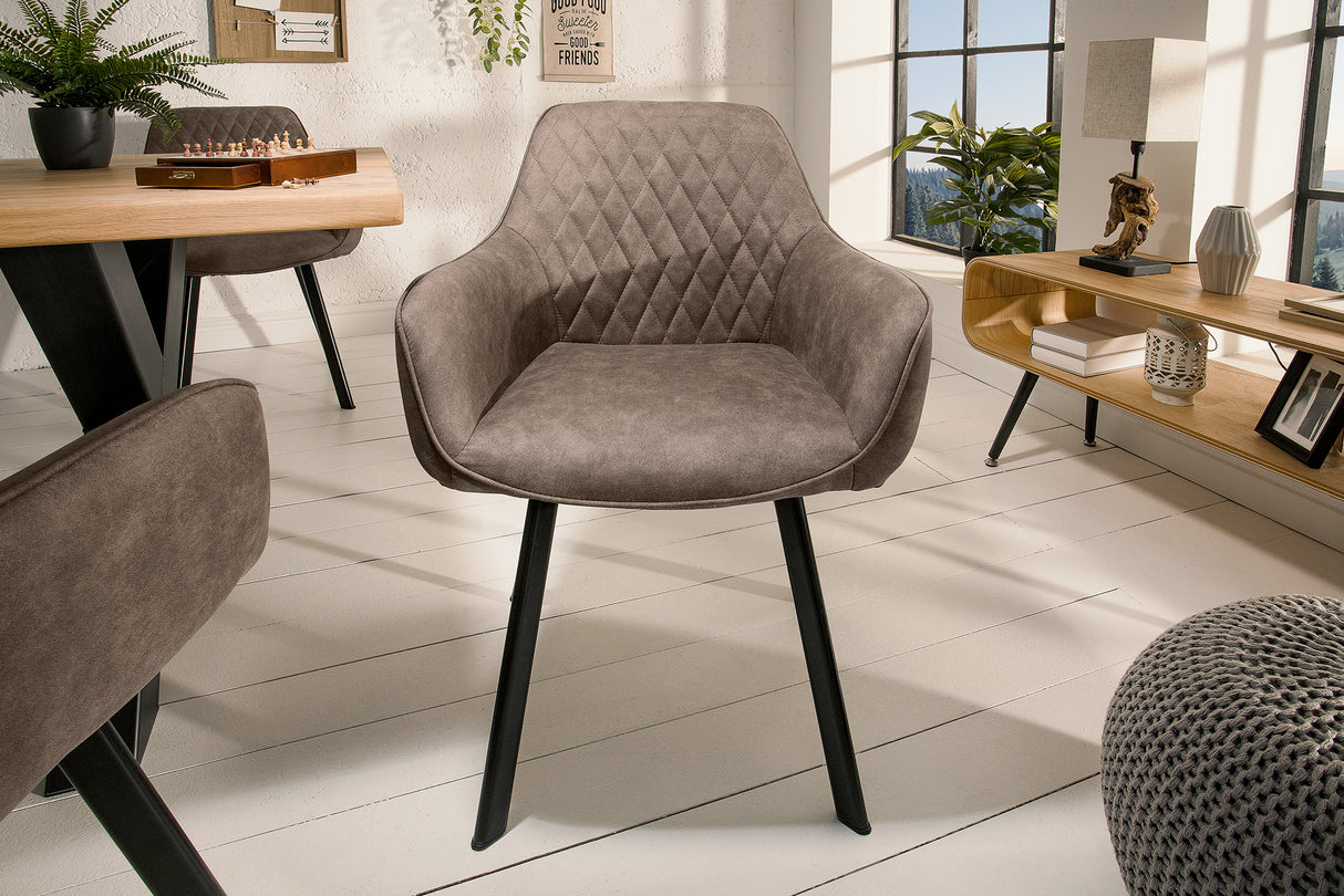 Chair PALERMO with armrests microfibre taupe