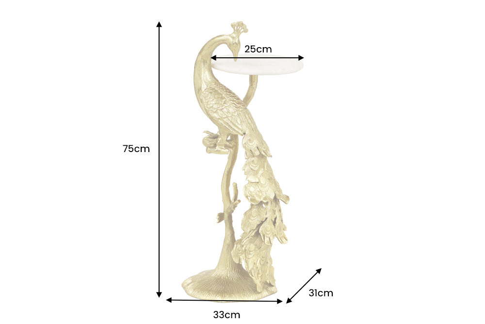 Side table WILDLIFE PEACOCK 75cm gold