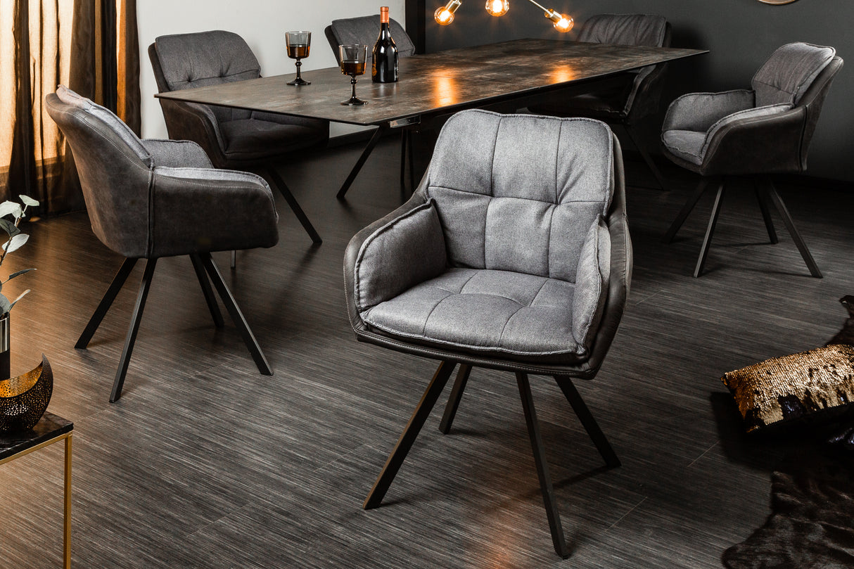 Drehsessel LOUNGER 180° mit Armlehnen Mikrofaser grau anthrazit