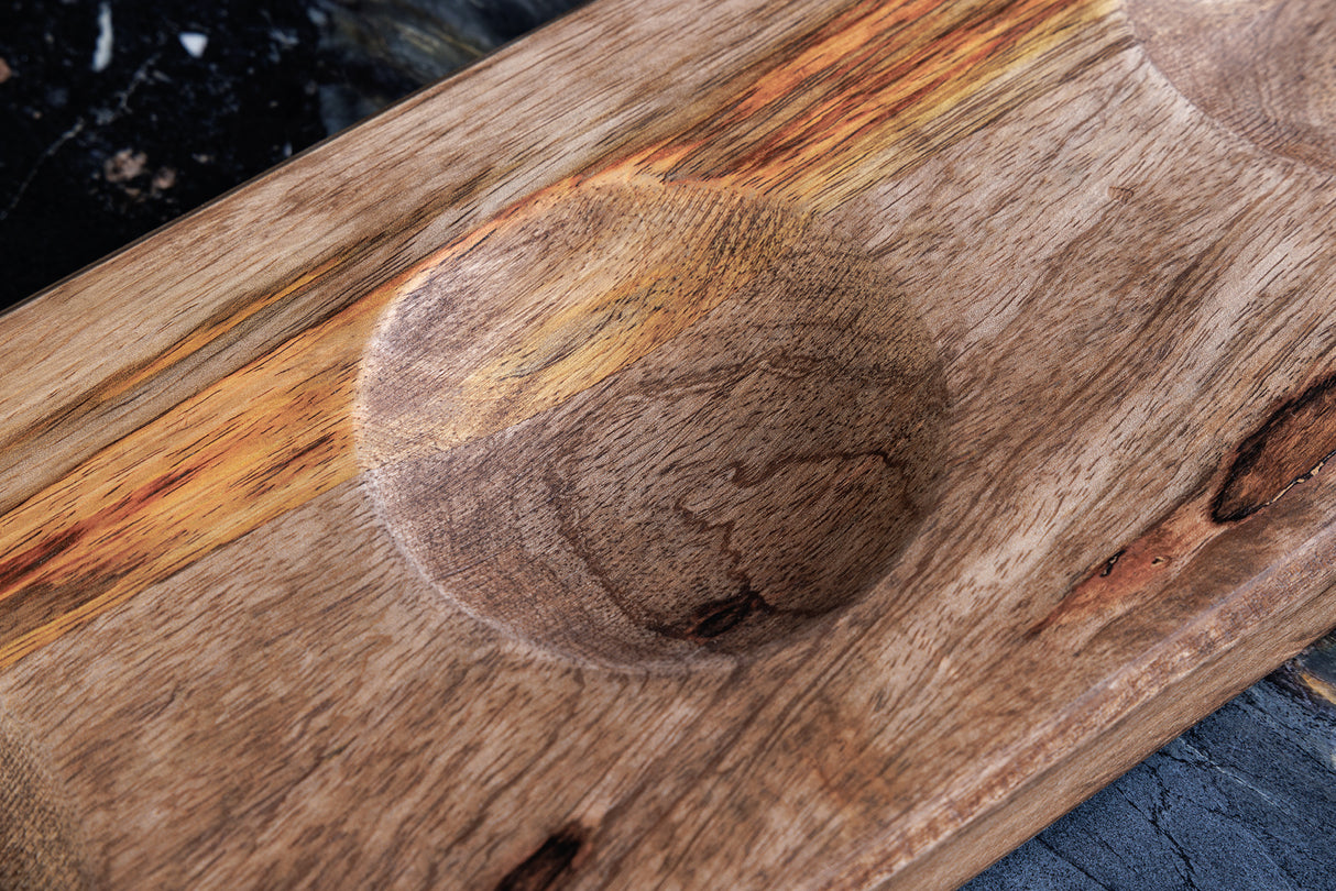 Schale ORIENT 3er Set Hammerschlag-Effekt gold natur Mangoholzsockel