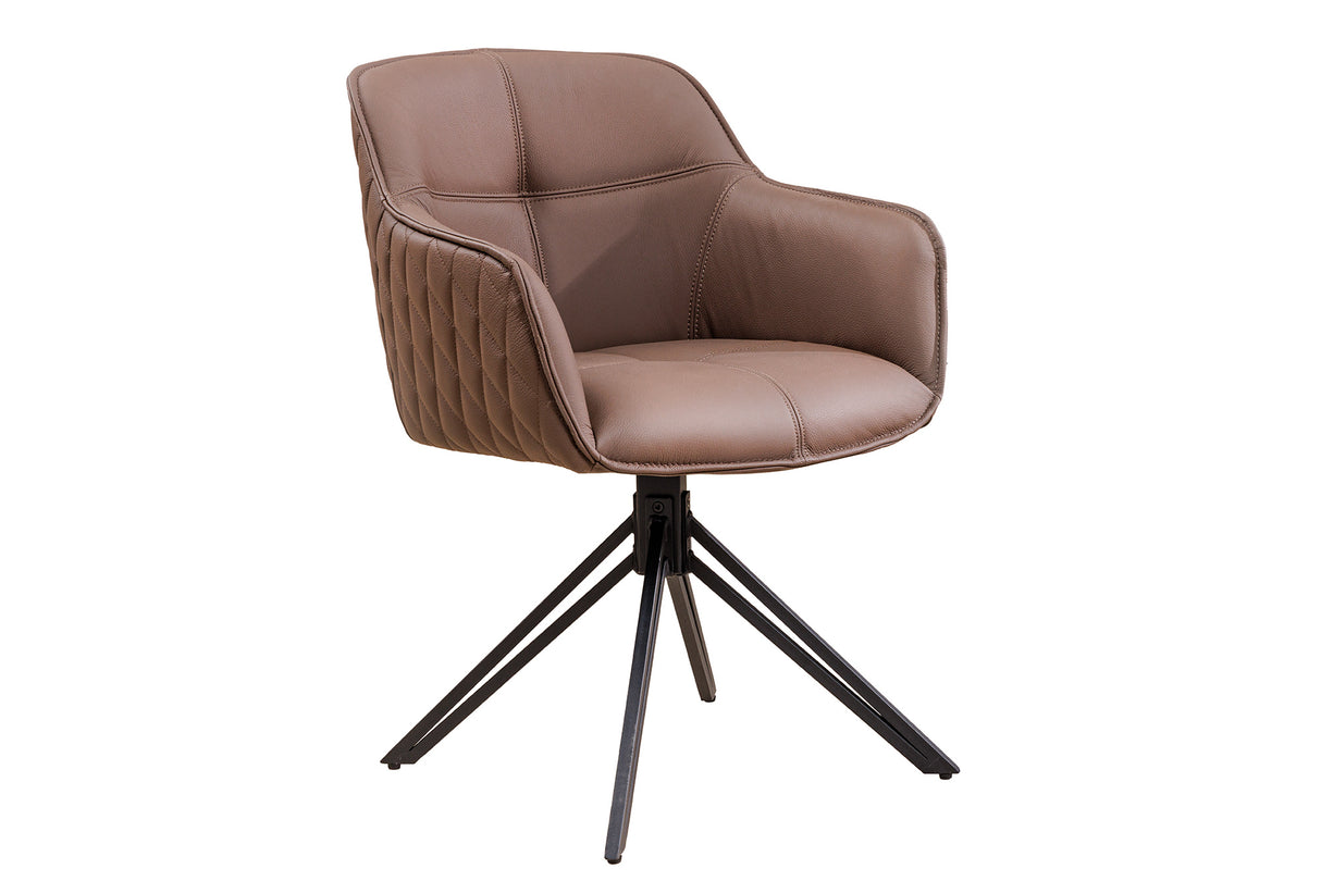Drehstuhl EUPHORIA drehbar 180° mit Armlehnen Leder braun