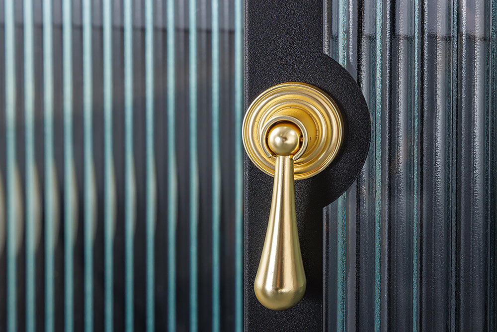 Display cabinet AMSTERDAM 105cm ribbed glass black