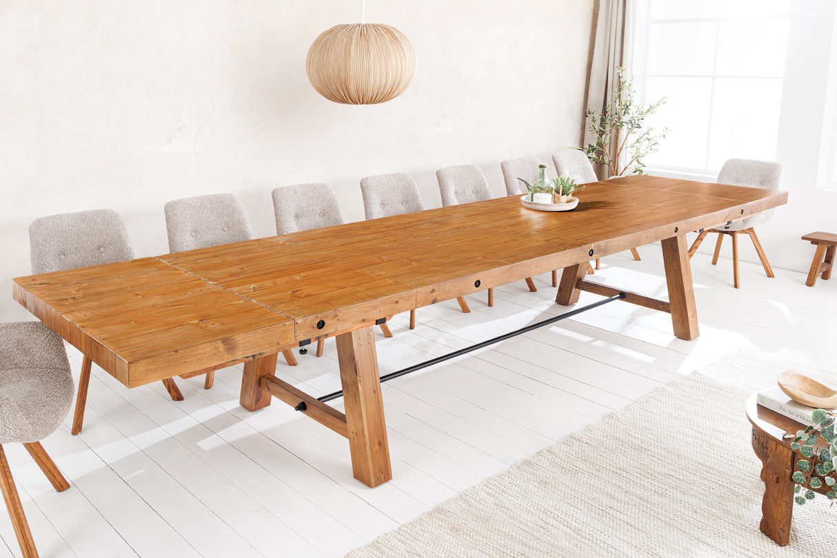 Dining table FINCA 300-400cm extendable pine wood 80mm vintage brown