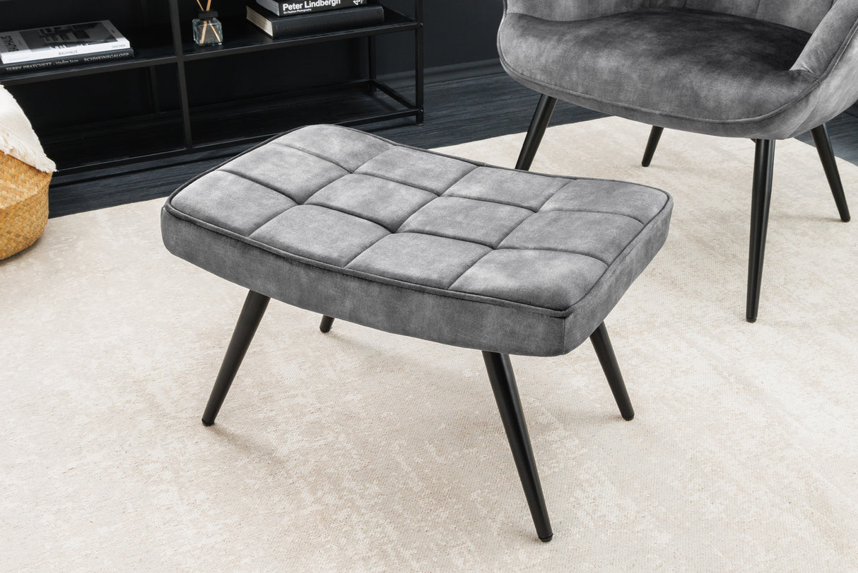 Stool SCANDINAVIA 40cm velvet grey