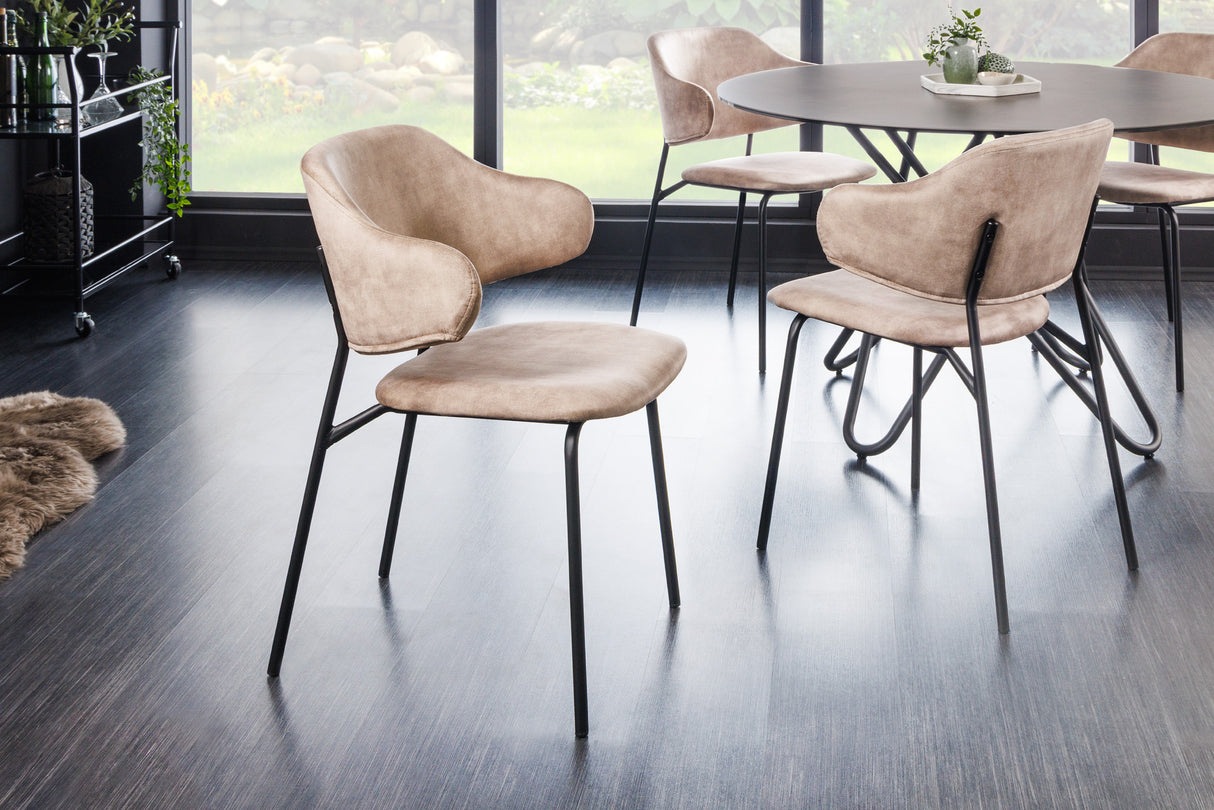 Chair TRACY velvet champagne greige black legs