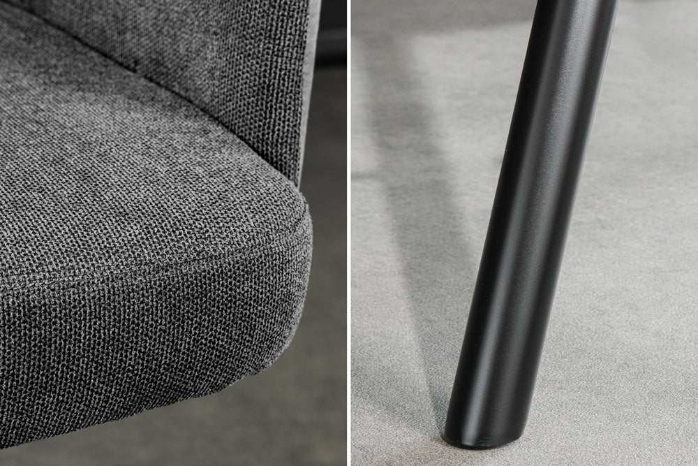 Bar stool BIG GEORGE w/ armrests flat woven fabric velvet anthracite rotatable