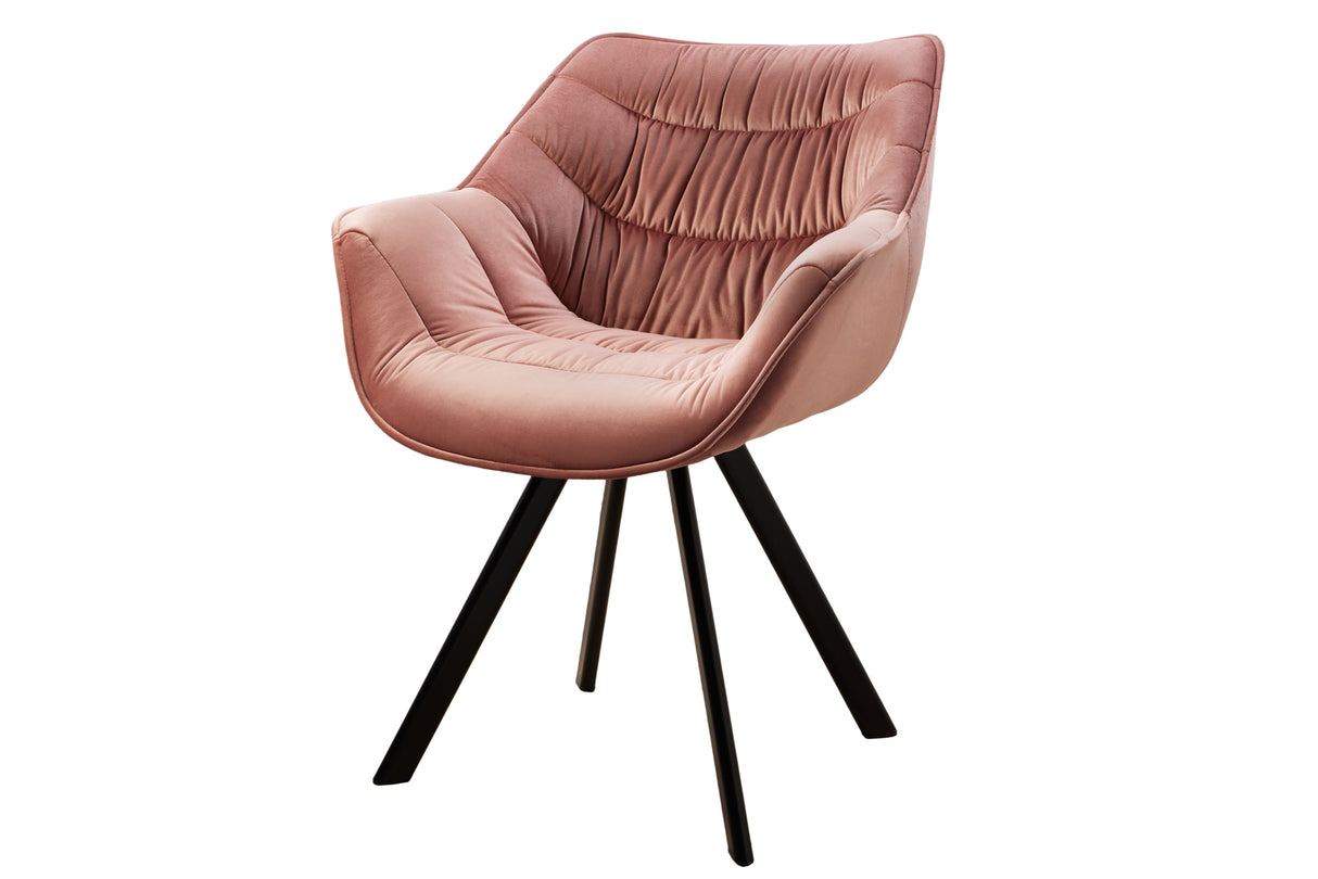 Chair THE DUTCH COMFORT w/ armrests velvet dusky pink