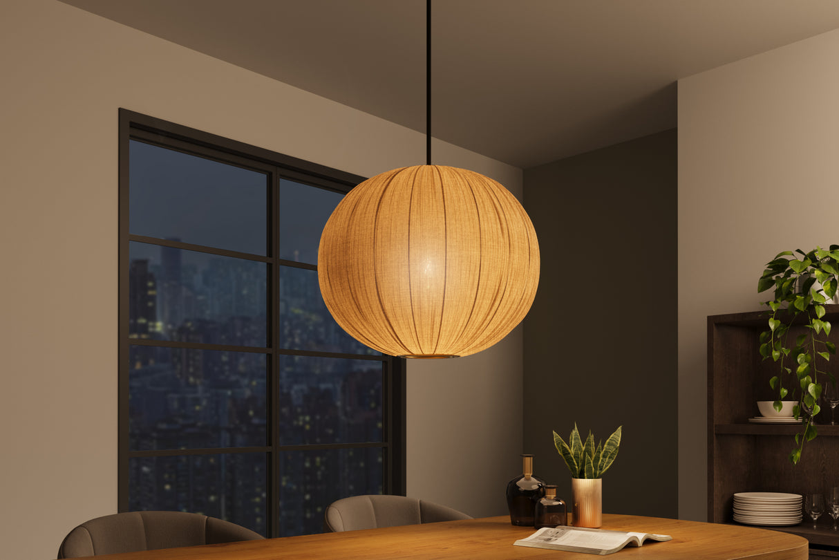 Pendelleuchte ORGANIC 35cm Natur Stoffschirm Gold im Boho Style