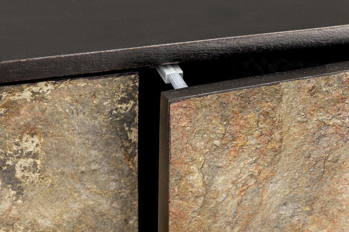 TV Board MOUNTAIN SOUL 160cm hängend Akazie Naturstein Optik schwarz natur