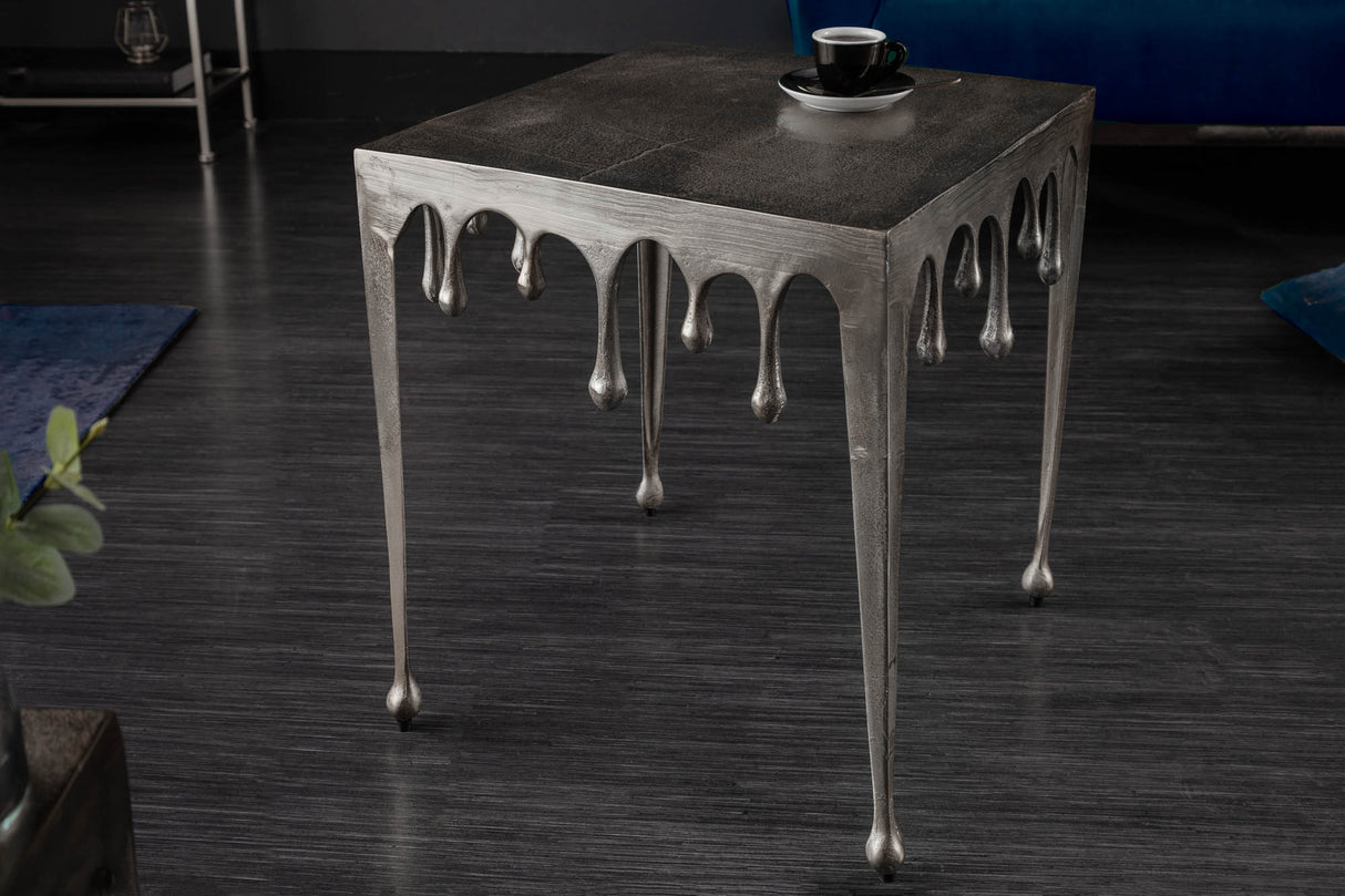 Side table LIQUID LINE L 50cm square silver