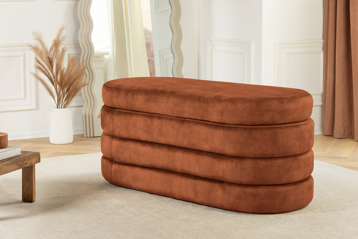 Bench chest VOQUE 115cm velvet rust brown w/ storage space bench seat