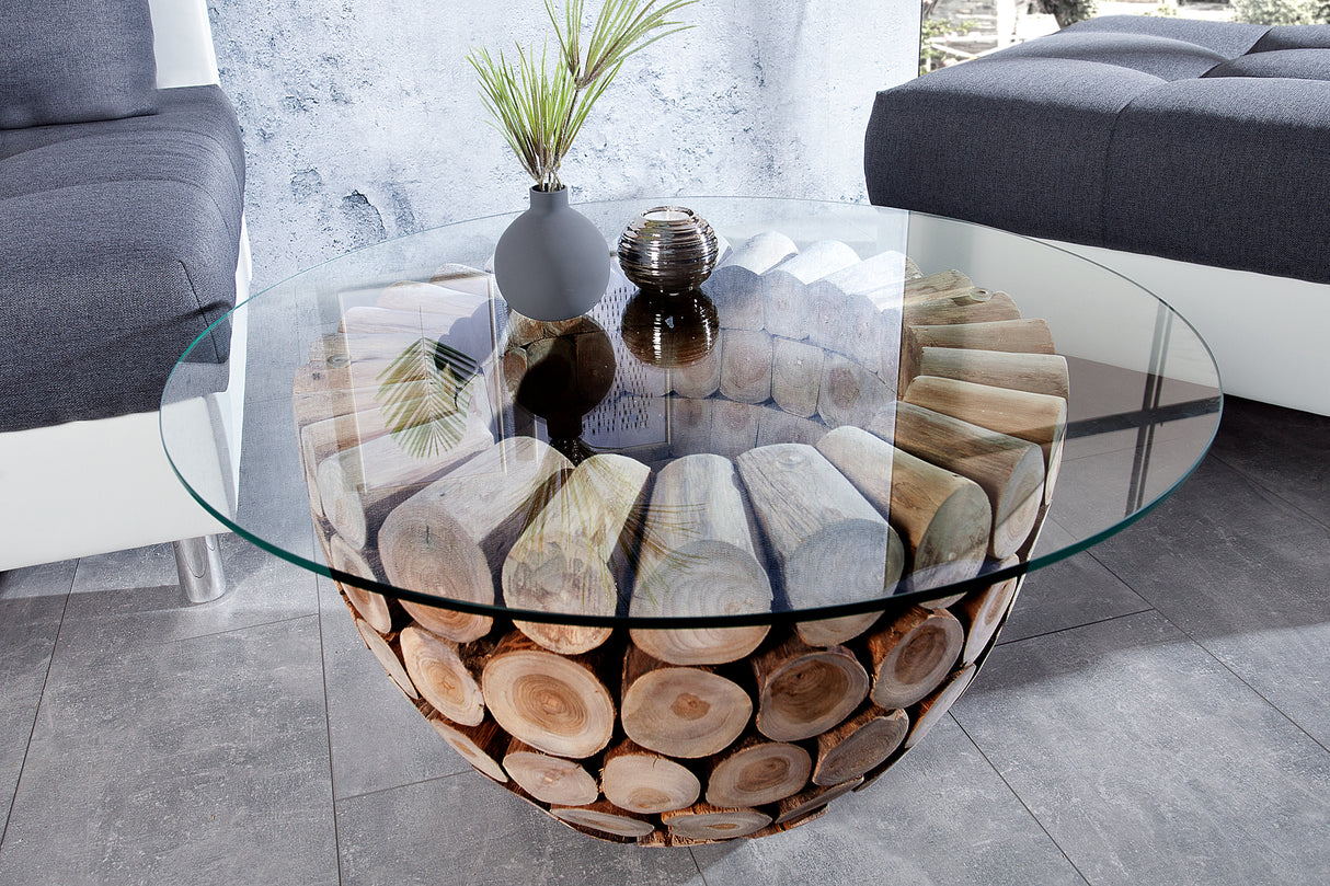 Couchtisch PURE NATURE 60cm Unterteil Teakholz ohne Glasplatte
