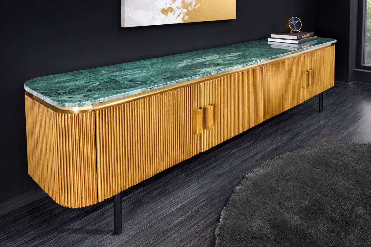 TV-Board VENEZIANO 160cm Mangoholz und Marmorplatte