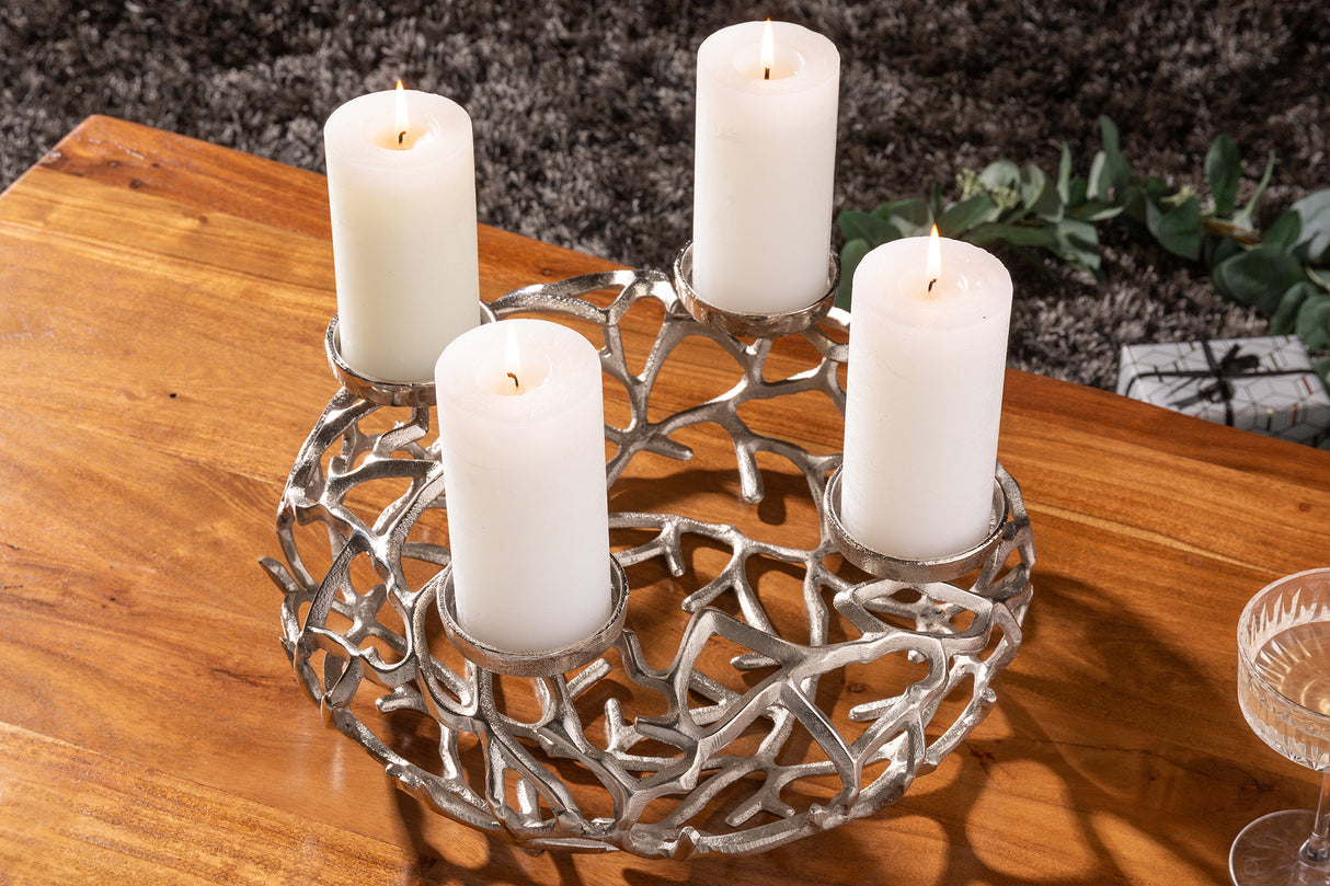 Candleholder ABSTRACT 38cm 4 flames silver