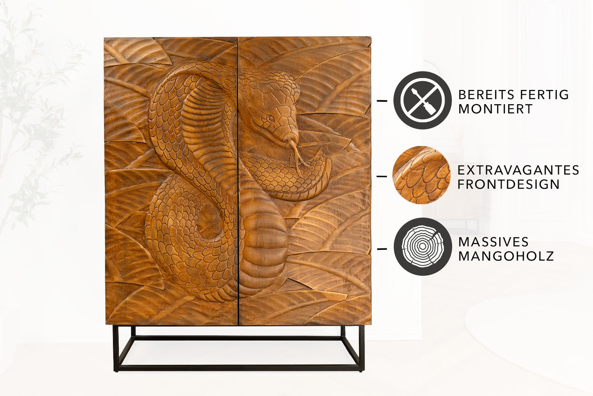 Highboard SNAKE 120cm brown mango wood