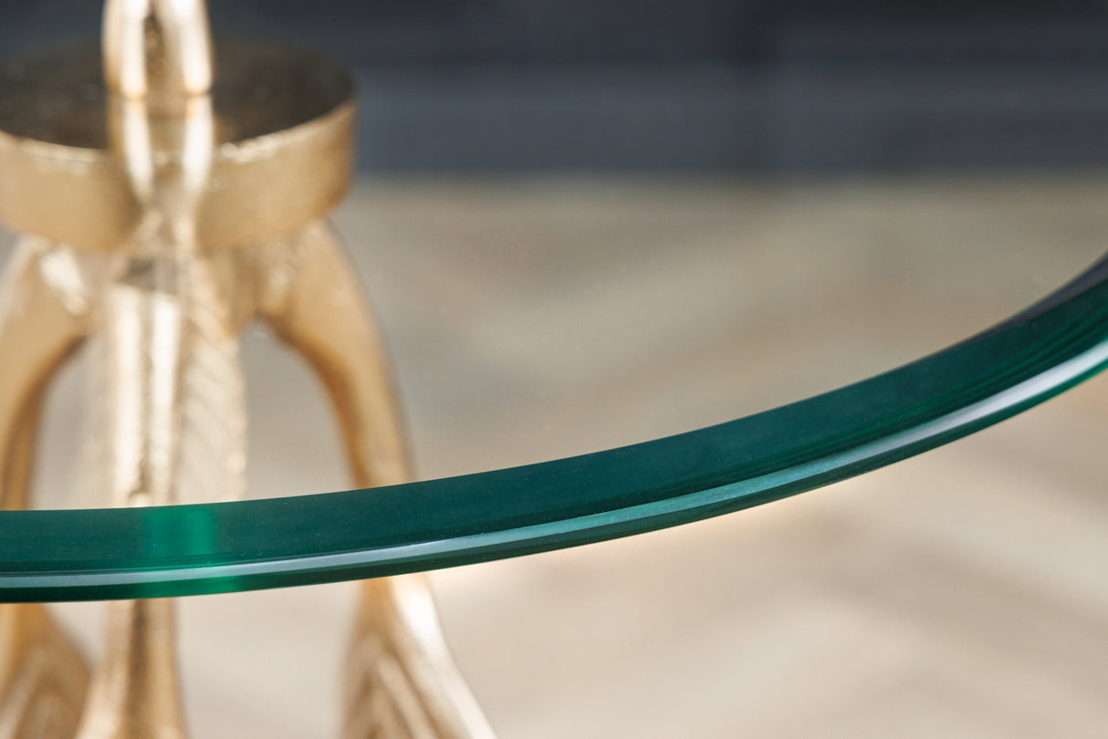 Side table FEATHER 65cm gold 7mm tempered glass