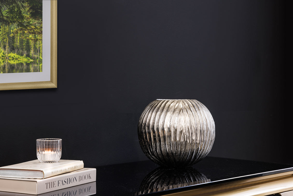 Deko-Vase ELEGANCE 20cm mit Hammerschlag-Effekt Silber