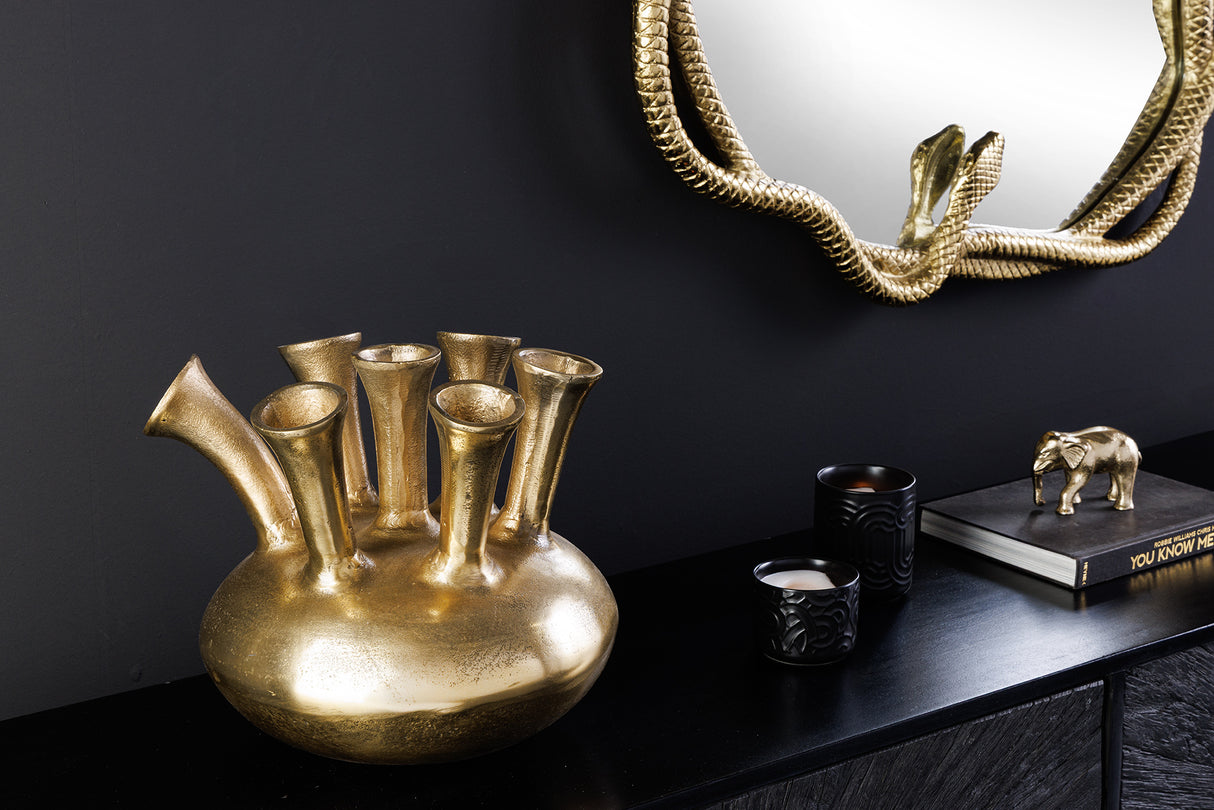 Vase KIYA 30cm gold 7 mit Blumenöffnungen