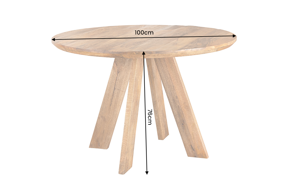 Dining table ART WOOD 100cm round mango wood brown