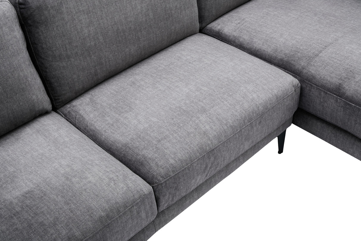 Corner sofa MANHATTAN 295cm w/ ottoman right velvet dark grey