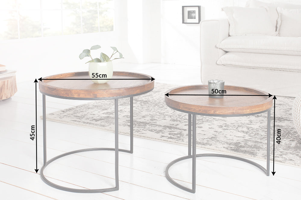 Beistelltisch MAKASSAR 50/55cm 2er Set Akazienholz